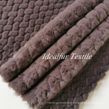 100% Polyester  Deep Purple  Rabbit Faux Fur Fabric with Embossed